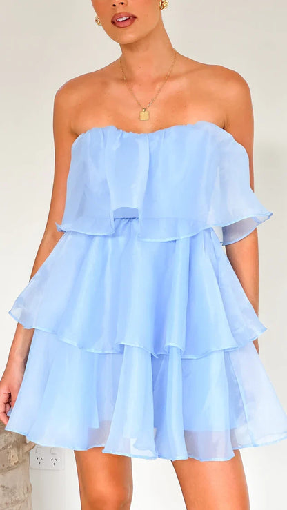 off shoulder collar sleeveless strapless backless short Homecoming Dress
