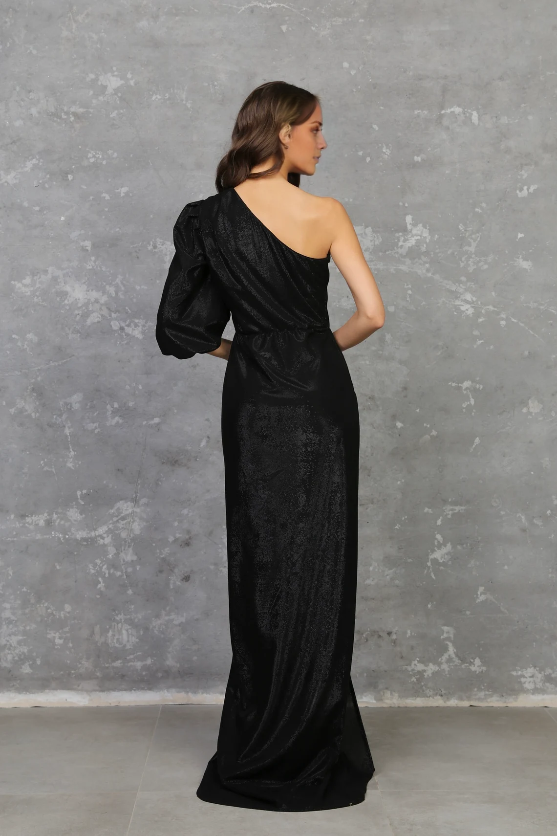 - Asymmetric neckline backless side slit and floor length Prom dress