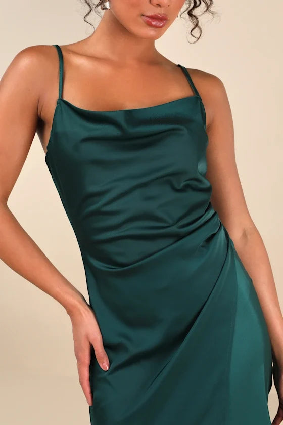 square neckline off shoulder sleeveless thin shoulder strap backless side split short homecoming dress