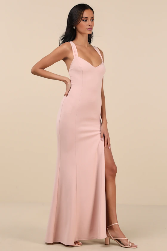 V collar off shoulder sleeveless backless side slit and floor length evening dress