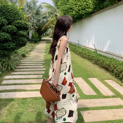 New Fashion Floral Design A-Line Spaghetti Strap Dress TP3023