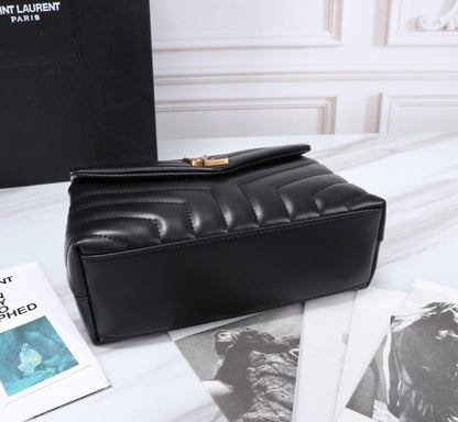 Saint Laurent Loulou Small Chain Bag In Matelassé Y Black Gold 23Cm 494699DV7271000