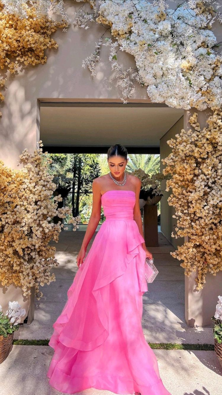Pink Long Formal Gowns Pink Party Dresses