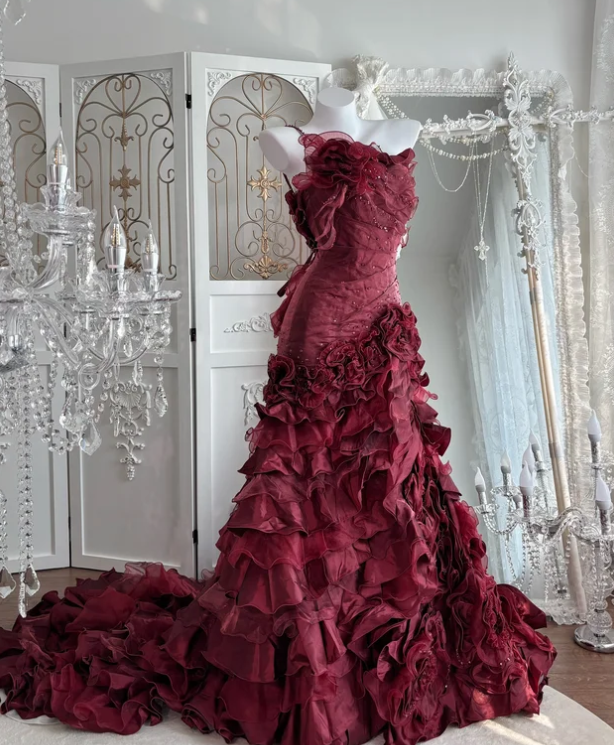 Ball Gown Burgundy Sweet 16 Dress Quinceanera Dresses