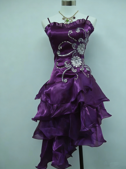 Vintage Shiny Beaded Spaghetti Strap A-Line Short Party Dress Cocktail Dress Homecoming Dress TP4456