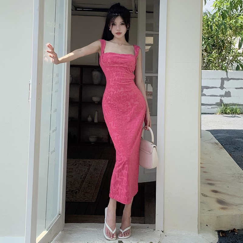 Women New Simple Fashion Slim-fit Spaghetti Strap Dress TP2887