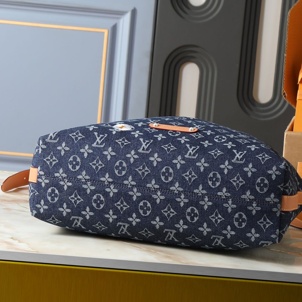 Louis Vuitton Vagabond Hobo Denim Blue 48Cm M27555