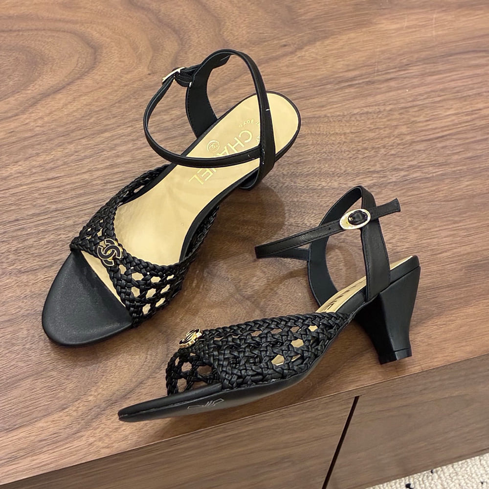 CHANEL Braided Ankle-Strap Sandals 260238