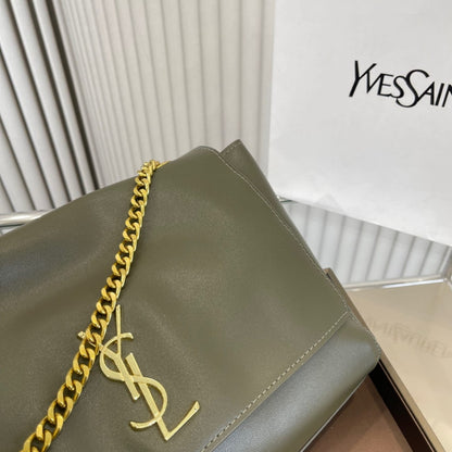 Saint Laurent Kate Medium Chain Bag In Grain De Poundre Khaki 28Cm 364021BOW0W1229