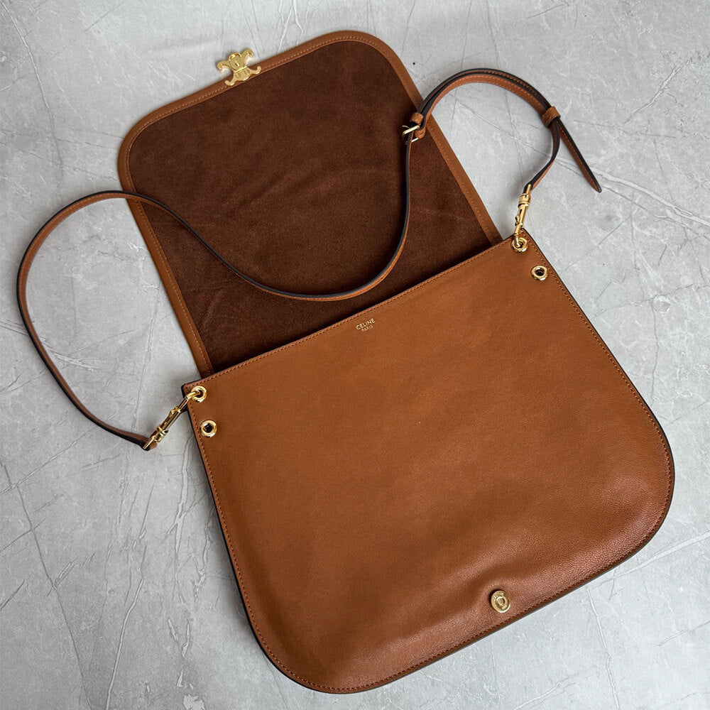 CELINE SOFT TRIOMPHE BESACE IN SUPPLE SHINY LAMBSKIN(HIGH-END GRADE)