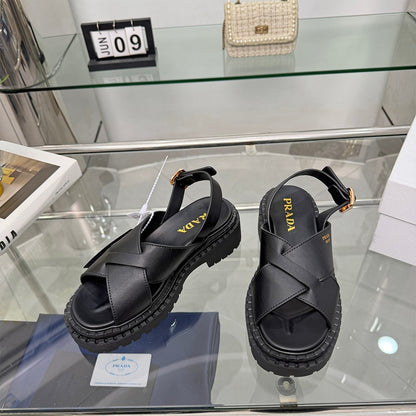PRADA Crisscross Leather Sandals 914970