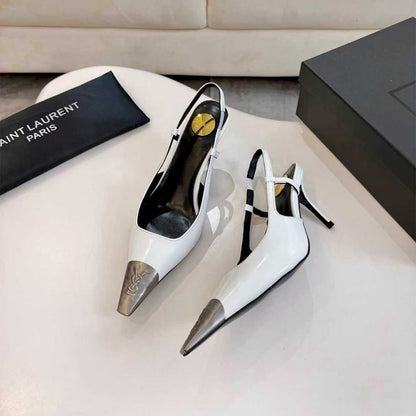 YSL JEANNE slingback pumps in glazed leather