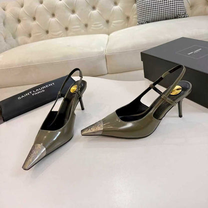 YSL JEANNE slingback pumps in glazed leather