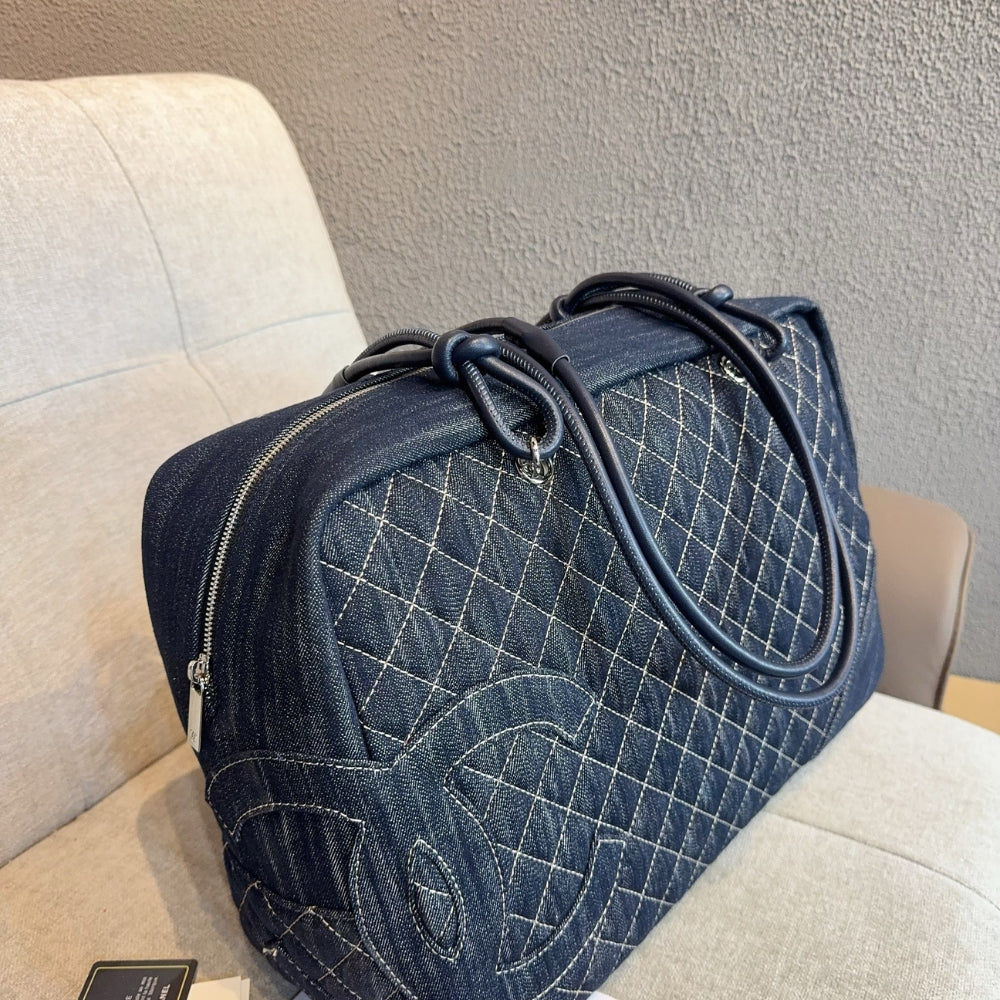 Chanel Denim Duffle Bag Blue Denim 40Cm