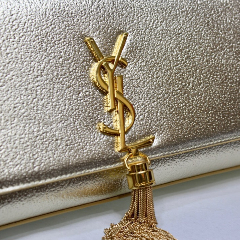 Saint Laurent Kate Chain Wallet With Tassel Yellow Copper 26cm