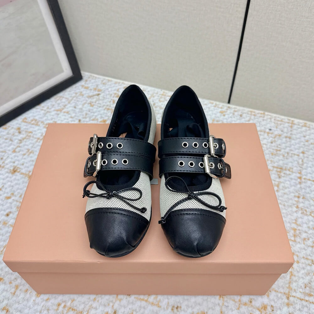 MIUMIU Canvas and leather ballerinas 725618