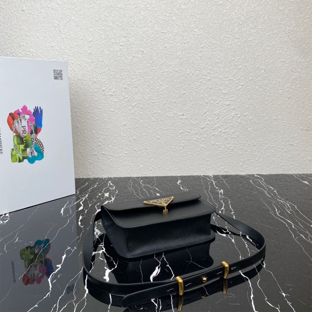 Prada Saffiano leather flap shoulder bag(HIGH-END GRADE)