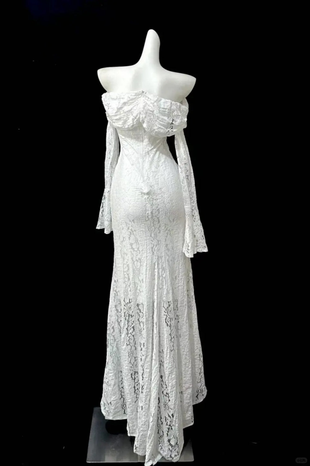 Girlhomeshops--White moonlight lace one-shoulder long prom dress gh5476