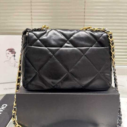 Chanel 19 Flap Bag Shiny Gold And Silver Tone Black 30Cm