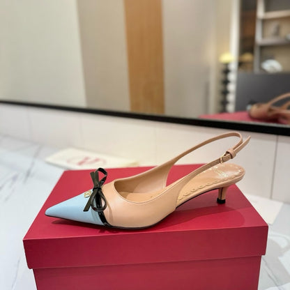 VALENTINO BEPOINTY SLINGBACK PUMPS BEIGE AND BLUE 6W2S0LL3YEA CVK