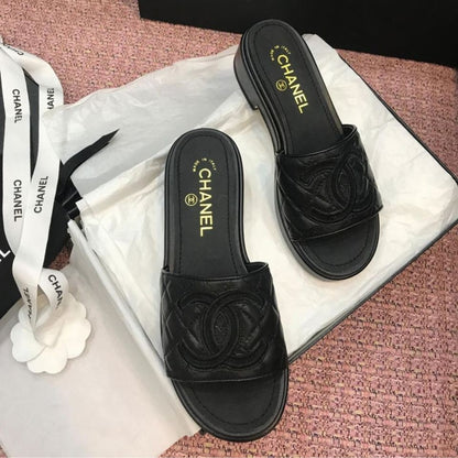Chanel Quilted CC Logo Mules Black