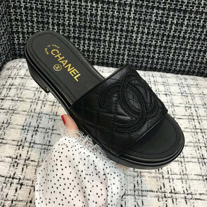 Chanel Quilted CC Logo Mules Black