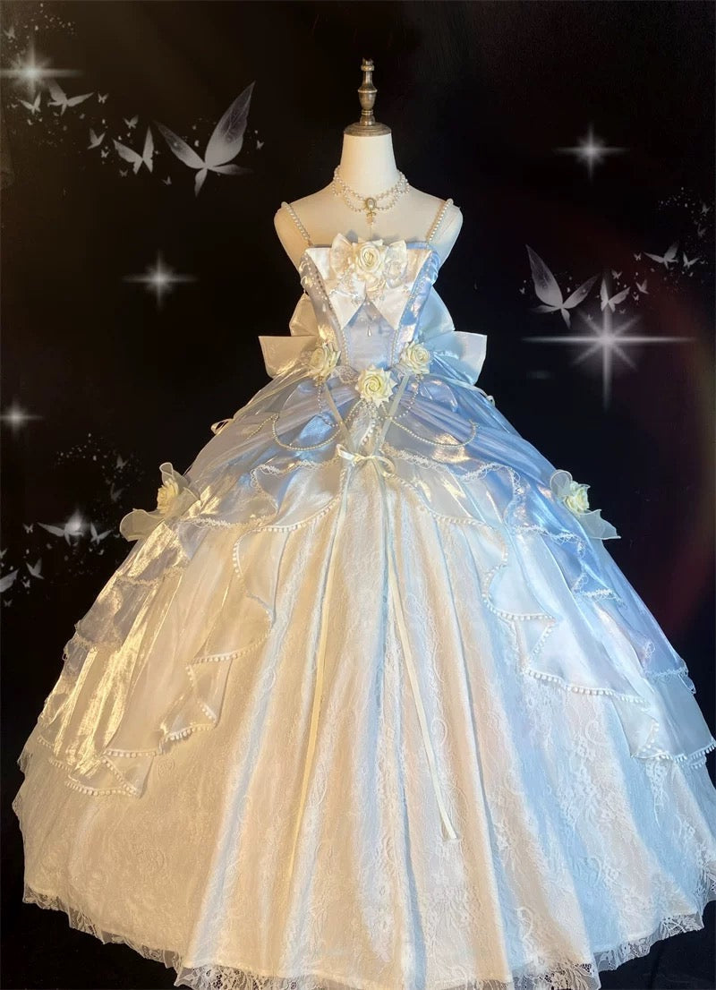 Pretty Ball Gown Sweetheart Satin Short Sleeves Long Evening Gown Prom Dresses