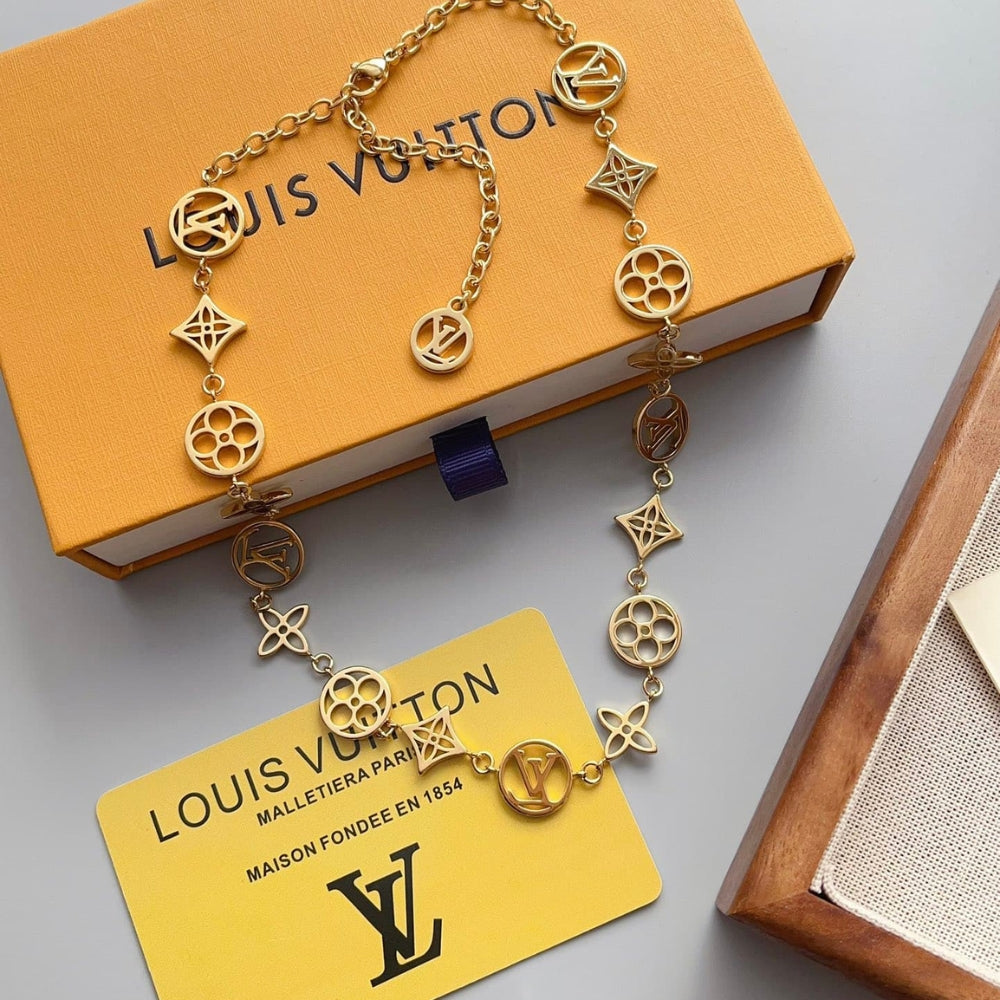 Louis Vuitton LV Lace Necklace Gold M01057