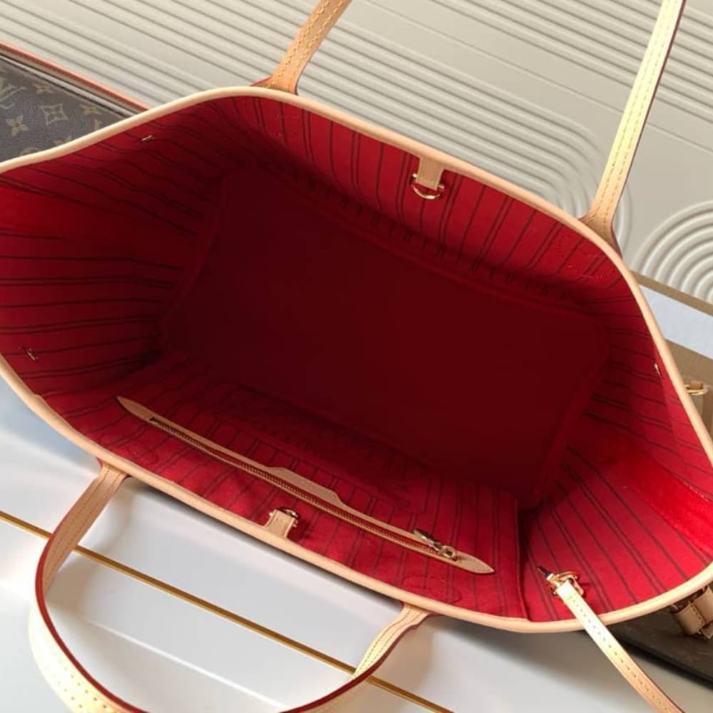 Louis Vuitton Neverfull Bandoulière Inside Out MM Monogram Rouge Sari 32Cm M12096