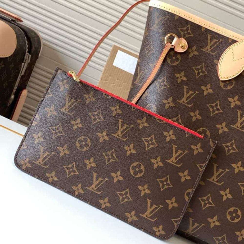 Louis Vuitton Neverfull Bandoulière Inside Out MM Monogram Rouge Sari 32Cm M12096
