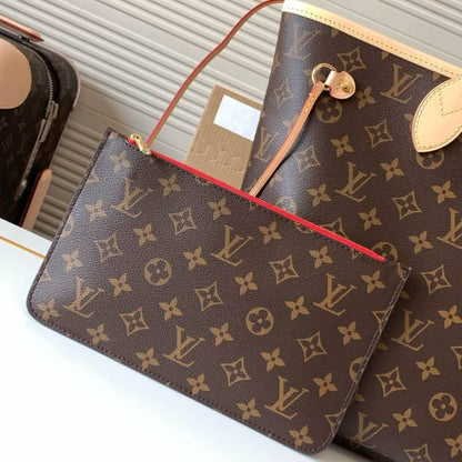 Louis Vuitton Neverfull Bandoulière Inside Out MM Monogram Rouge Sari 32Cm M12096