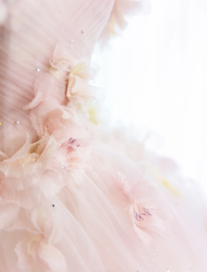 Sweet Off The Shoulder Ball Gown Light Pink  Tulle Beaded Appliques Birthday Quinceanera Dress SP1518