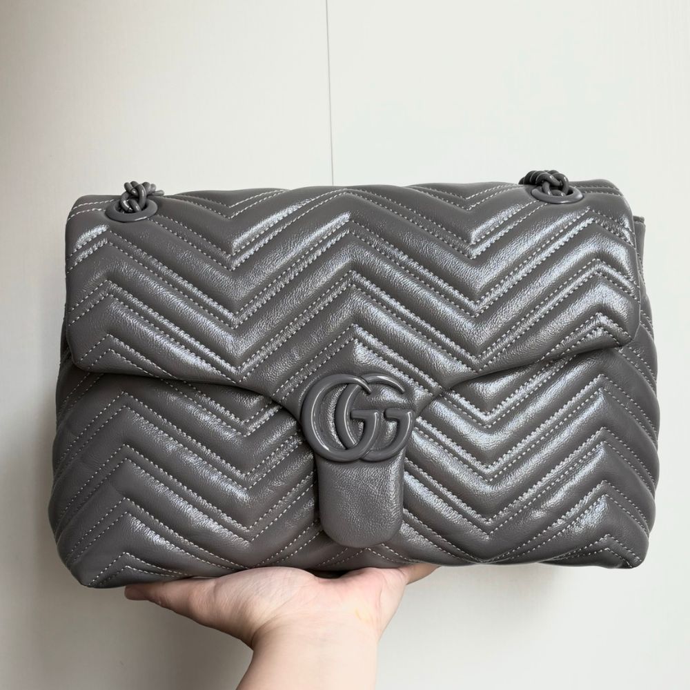 Gucci Marmont Medium Shoulder Bag Gray 31Cm