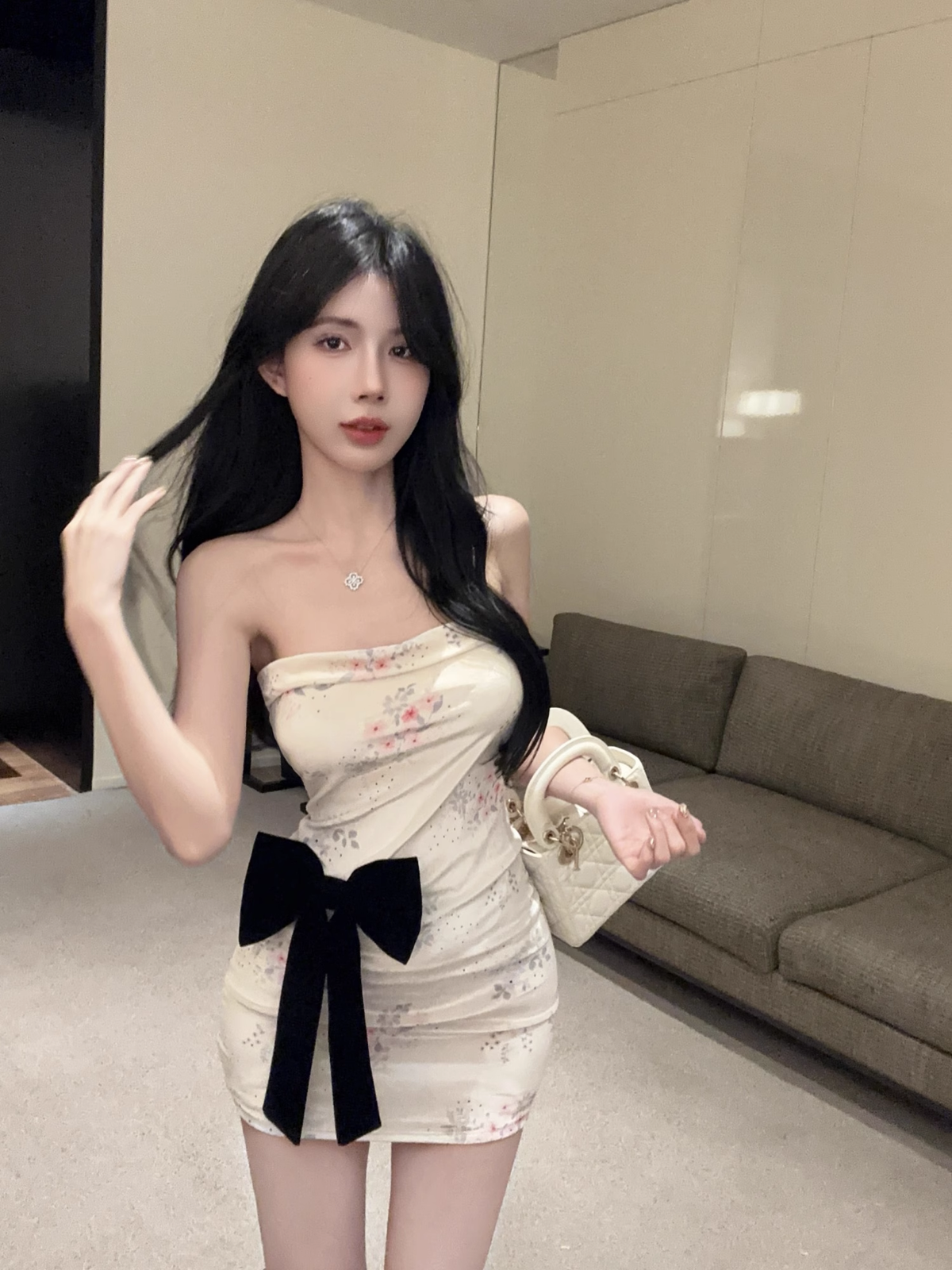 New Fashion Floral Bow Bodycon Design A-line Sleeveless Strapless Homecoming DressTP3722