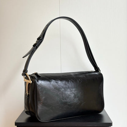 Gucci Half Horsebit Large Shoulder Bag Black 38Cm