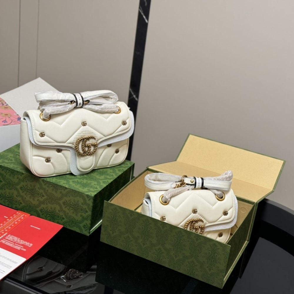 Gucci GG Marmont Small Shoulder Bag White 26Cm