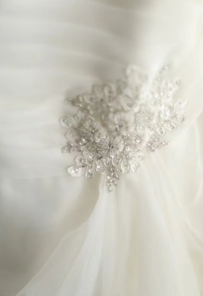 Charming Spaghetti Straps White Irregular Satin Organza Mermaid Princess Wedding Dress Long Bridal Gowns