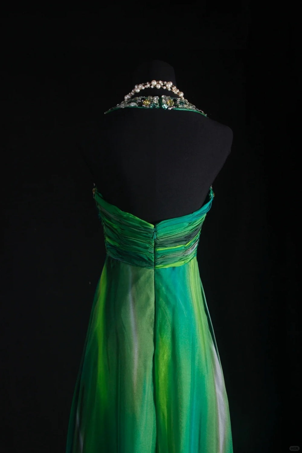 Green Gradient Exquisite Bead Decoration Long Formal Dress gh6768
