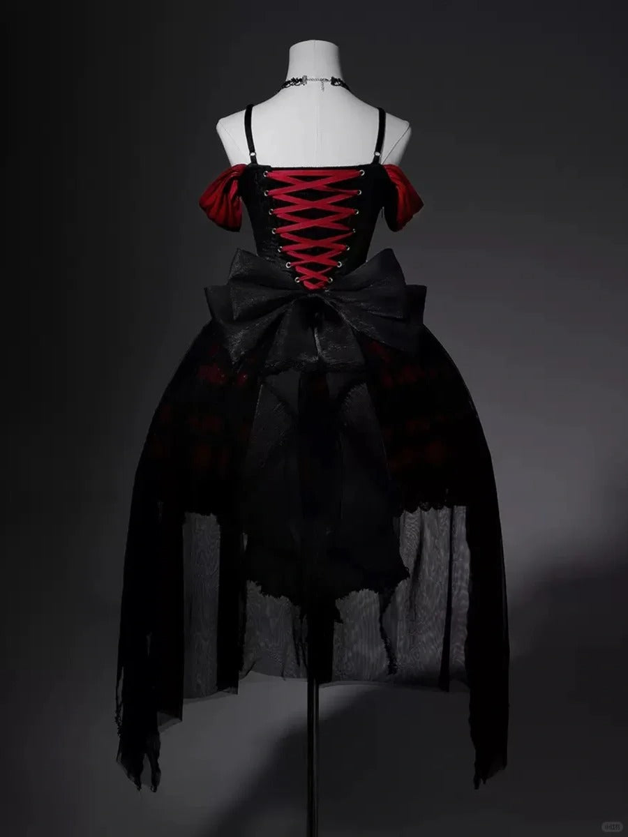 Girlhomeshops-Black red beaded tulle lace short homecoming dress birthday dress gh5347