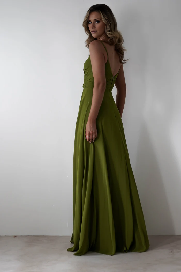 Thin shoulder strap with open back and floor length Prom Dress - Dress