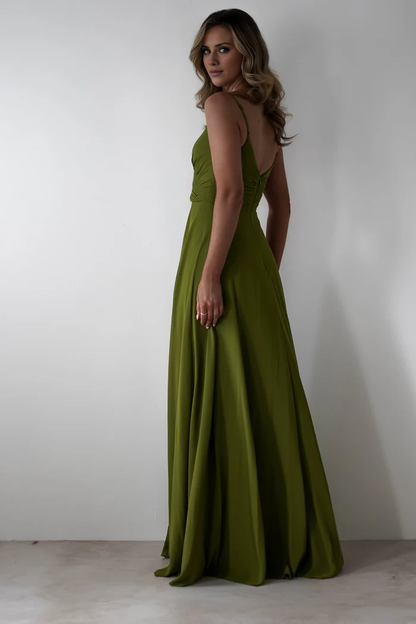 Thin shoulder strap with open back and floor length Prom Dress - Dress