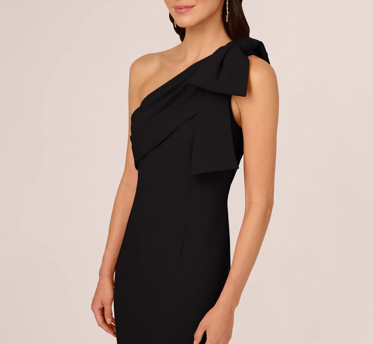 Crepe One Shoulder Bareback Bow Tail and Ground length Prom Dress