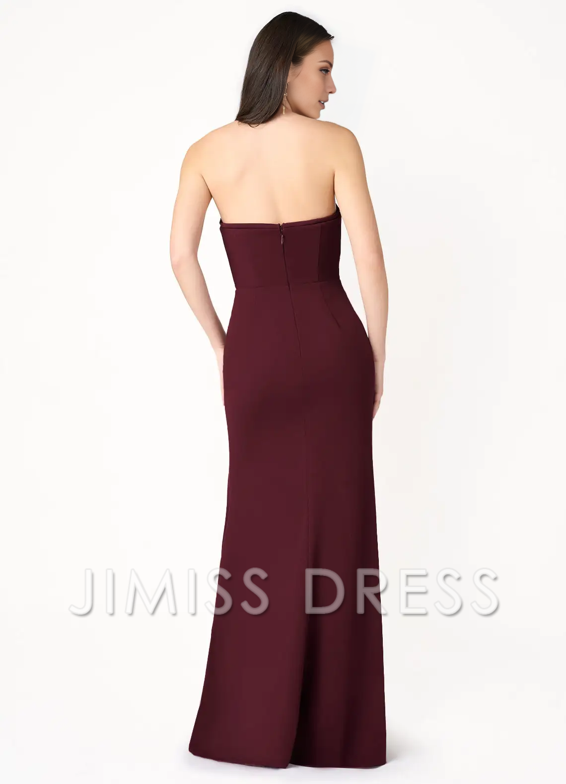 off shoulder strapless side slit backless and floor length Prom dress