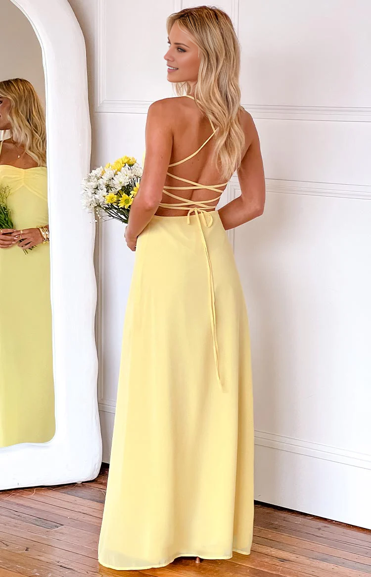 square neckline thin shoulder strap backless side slit and floor length Prom dress
