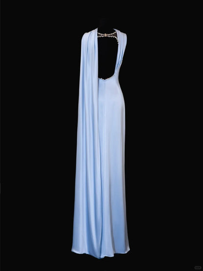 Girlhomeshops-Blue exquisite beading fashion long satin prom dress evening dress party dress gh5379