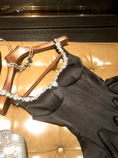 Girlhomeshops-Black short satin princess homecoming dress birthday party dress eighth grade dress gh5298