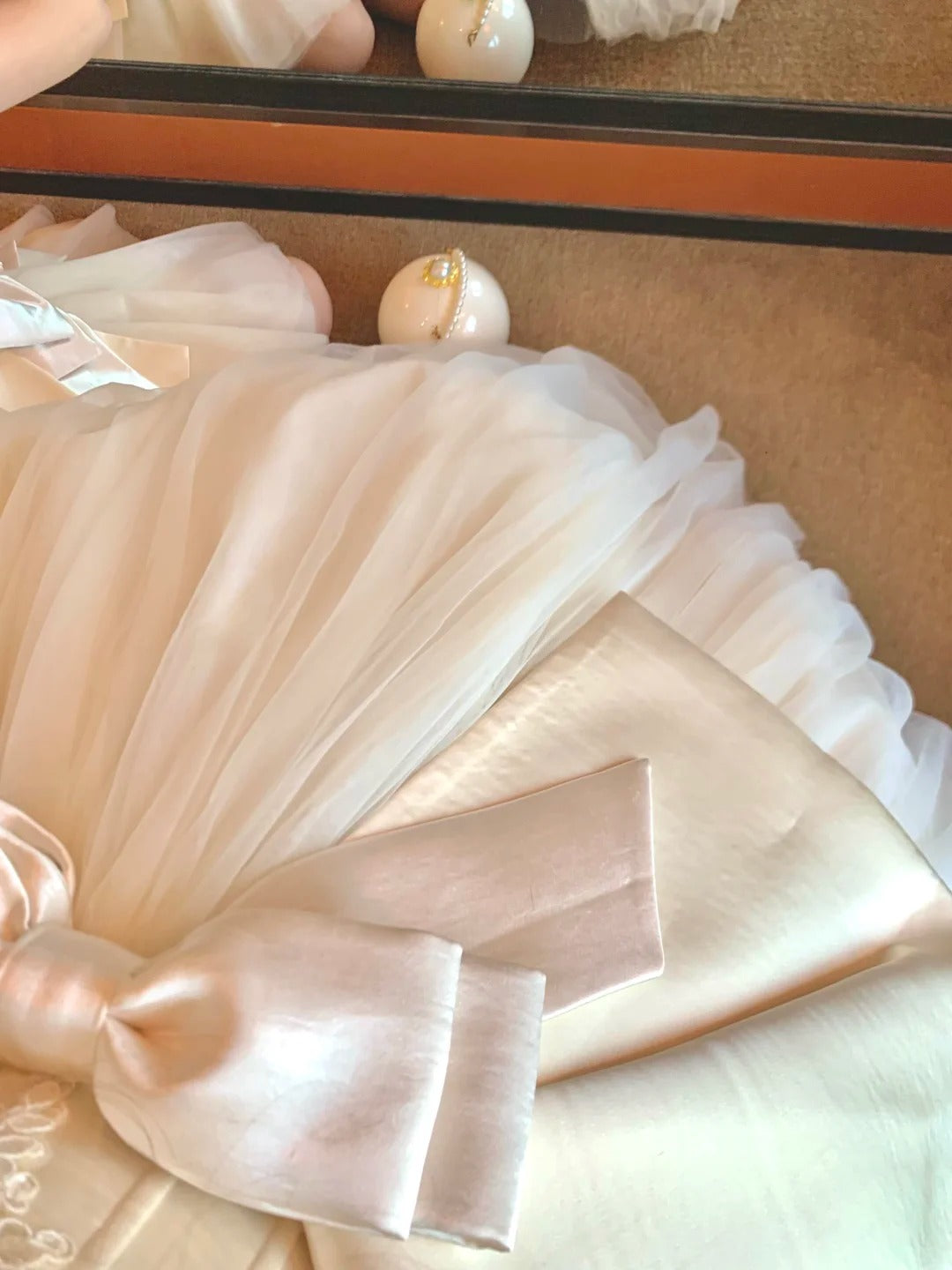 Girlhomeshops-White bow short satin tulle homecoming dress birthday party dress eighth grade dress gh5292