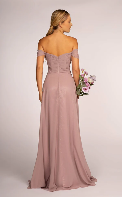 A-line sweetheart collar off shoulder flared skirt backless Prom dress