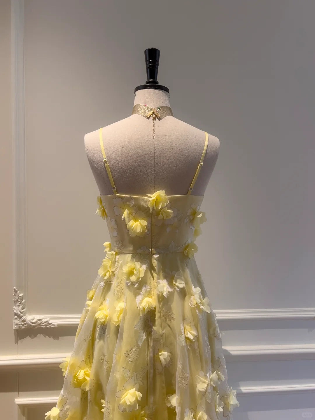 girlhomeshops--Yellow floral long chiffon prom dress gh5579