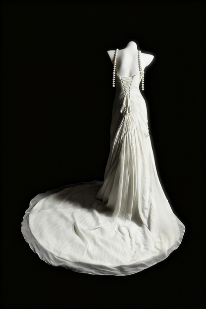 girlhomeshops-White, Delicately Beaded, Long Tulle Wedding Dress gh6286